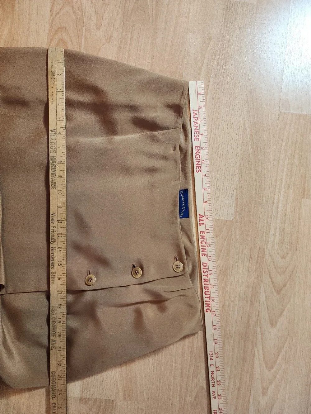 100% Silk Wrap Maxi Skirt Golden Brown Bronze Tan Charter Club Women's Size 16